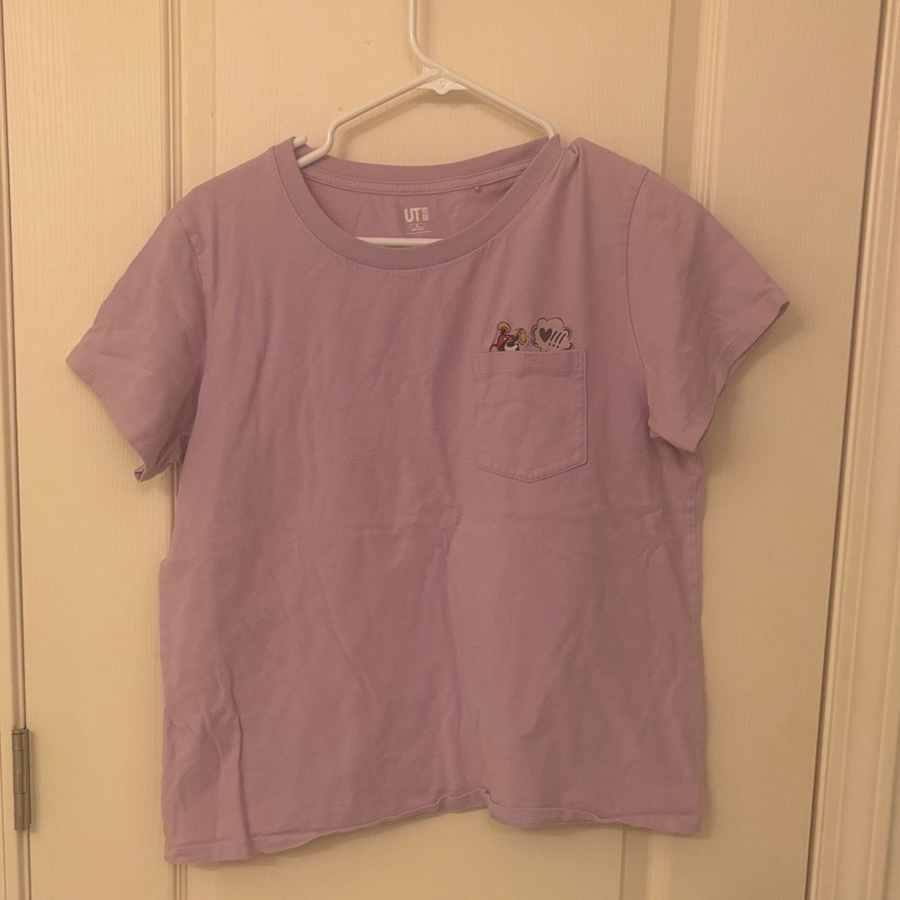 Uniqlo Lavender T-Shirt with Mickey Mouse Graphic